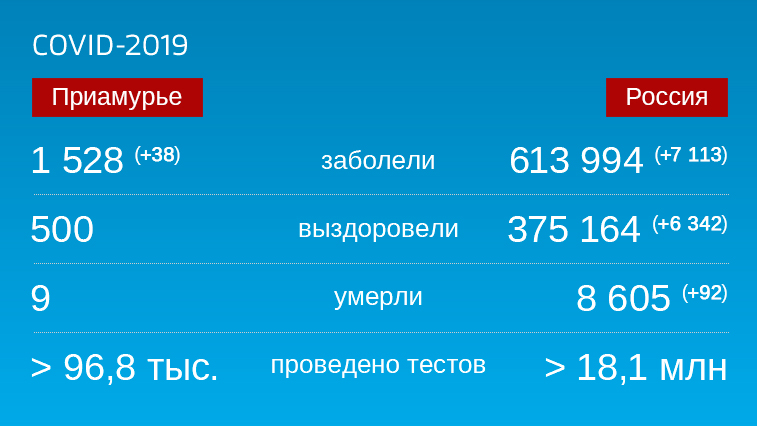 Коронавирус: Оперативная информация по количеству заболевших на 25 июня