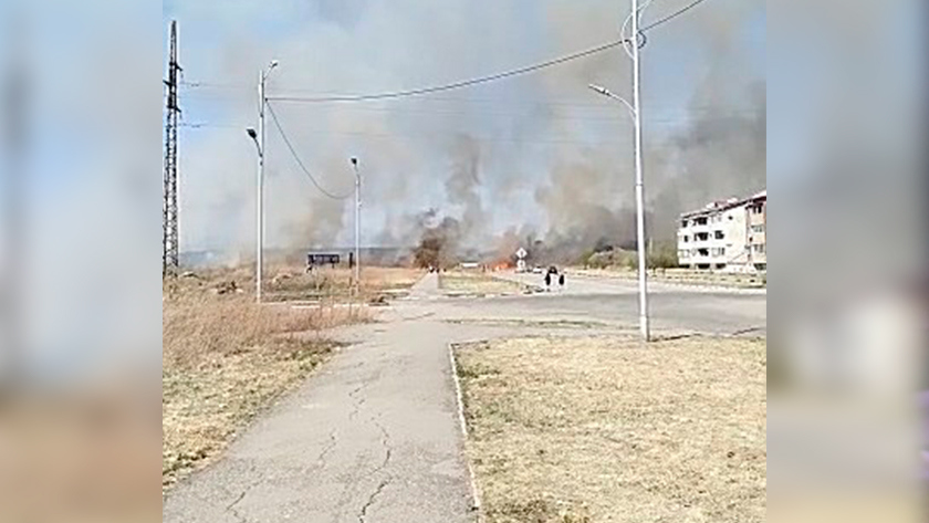 Пал травы тушат в Благовещенске - gtrkamur.ru