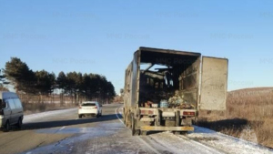 Кузов грузовика тушили пожарные на амурской трассе - gtrkamur.ru